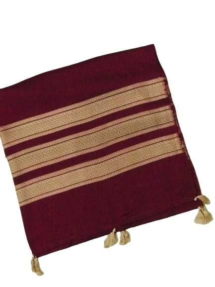 CHAK SILAYI WITH TASSELS -  MAROON