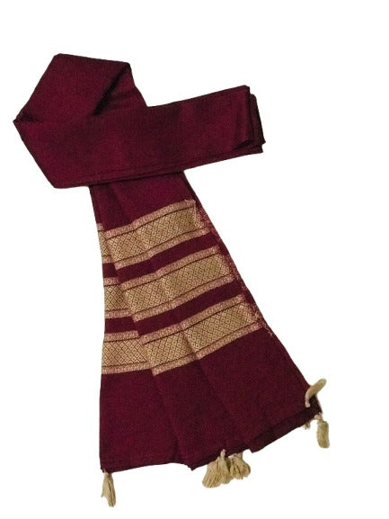 CHAK SILAYI WITH TASSELS -  MAROON